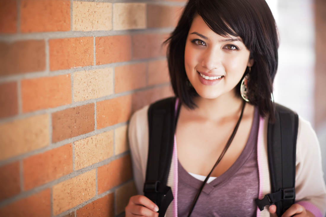 Smiling college student