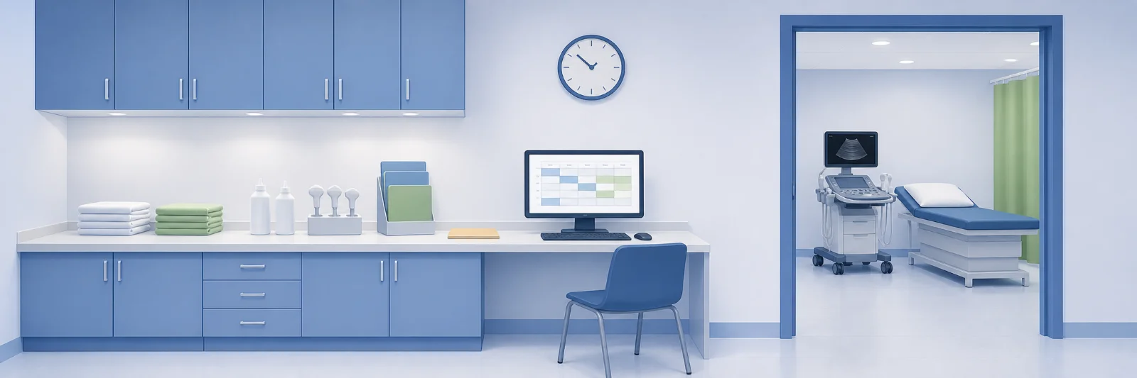 Sonography exam room office waiting area.
