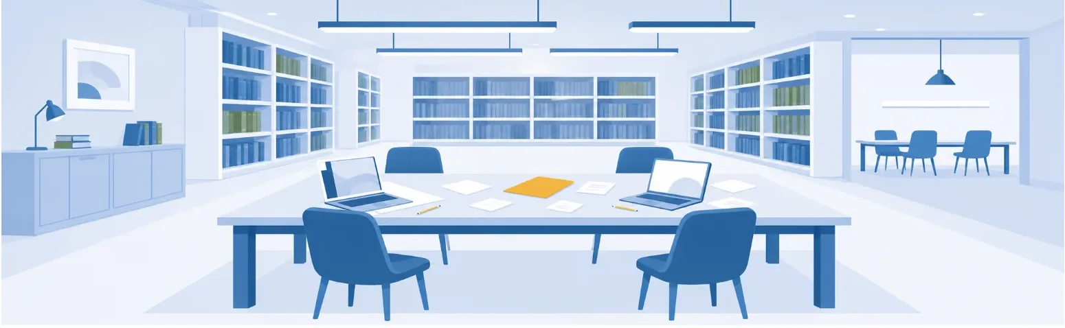 Study tables in the library.